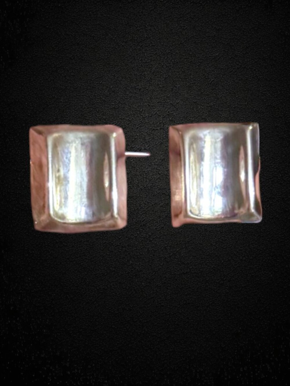 Vintage 925 Sterling Silver Modernist Geometric Square Stud Earrings 14.7g